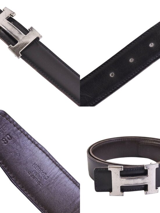 Hermes Belt Leather Constance Logo Silver